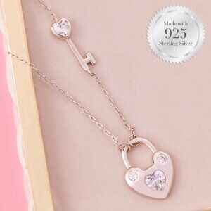 Heart Lock Necklace - 925 Sterling Silver Charmed Aroma Valentine Collection